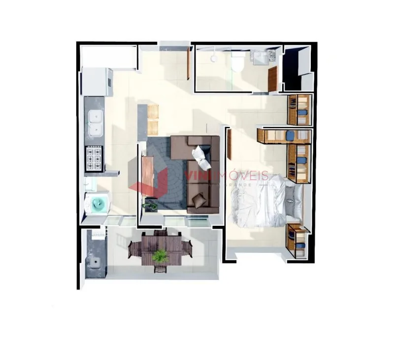 Apartamento 1 dormitório no Caiçara - Praia Grande — foto 2