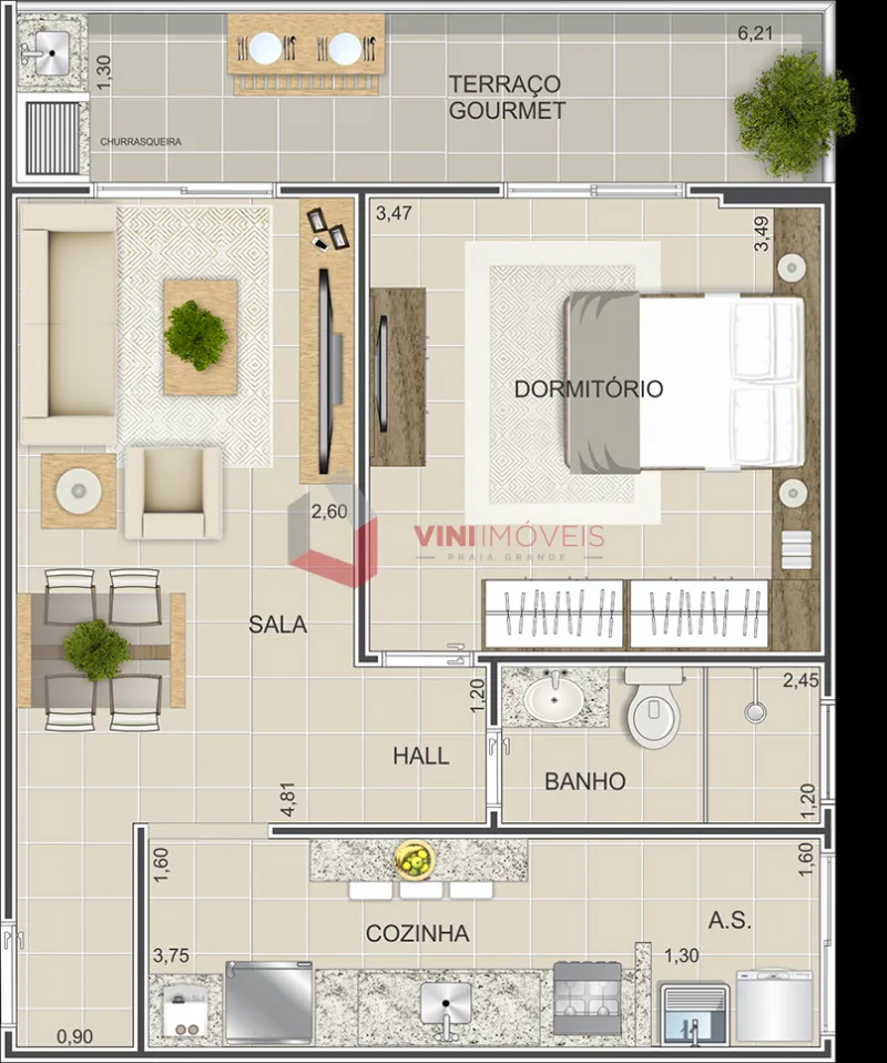 Apartamento 1 dormitório no Nova Mirim - Praia Grande — foto 2