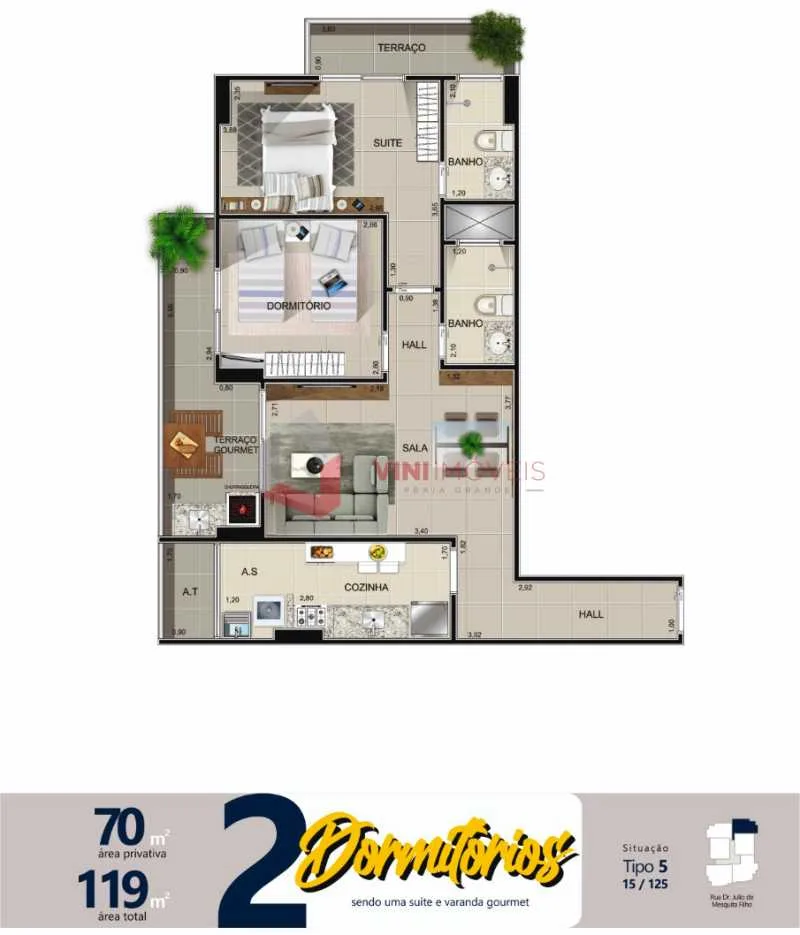 Apartamento 2 dormitórios no Aviação - Praia Grande — foto 2