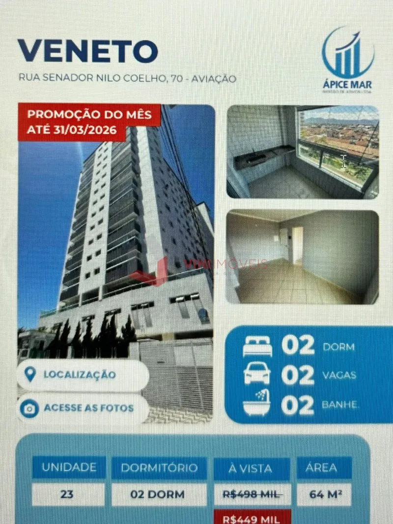 Apartamento 2 dormitórios no Aviação - Praia Grande