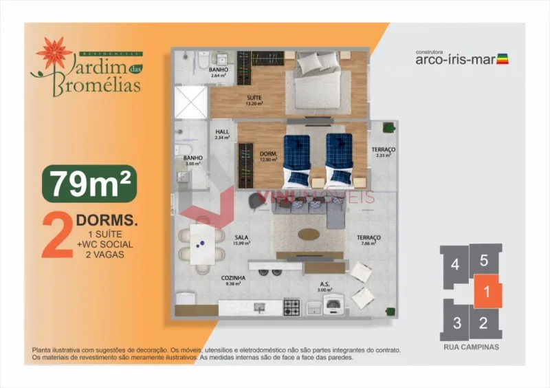 Apartamento 2 dormitórios no Boqueirão - Praia Grande — foto 2