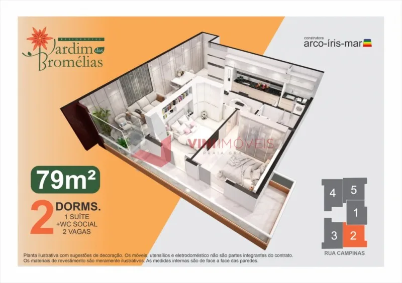 Apartamento 2 dormitórios no Boqueirão - Praia Grande — foto 2