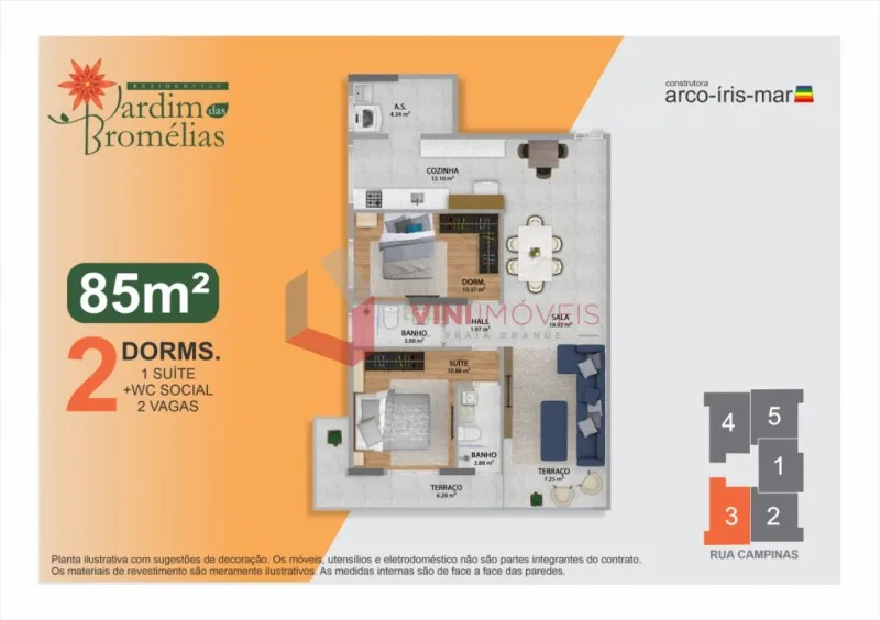 Apartamento 2 dormitórios no Boqueirão - Praia Grande — foto 3