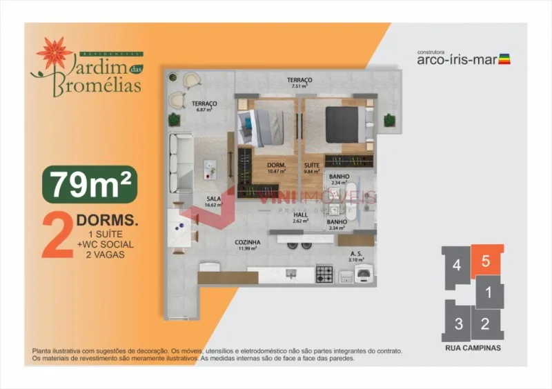 Apartamento 2 dormitórios no Boqueirão - Praia Grande — foto 2