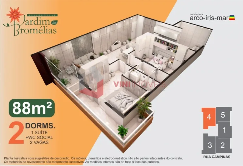 Apartamento 2 dormitórios no Boqueirão - Praia Grande — foto 2