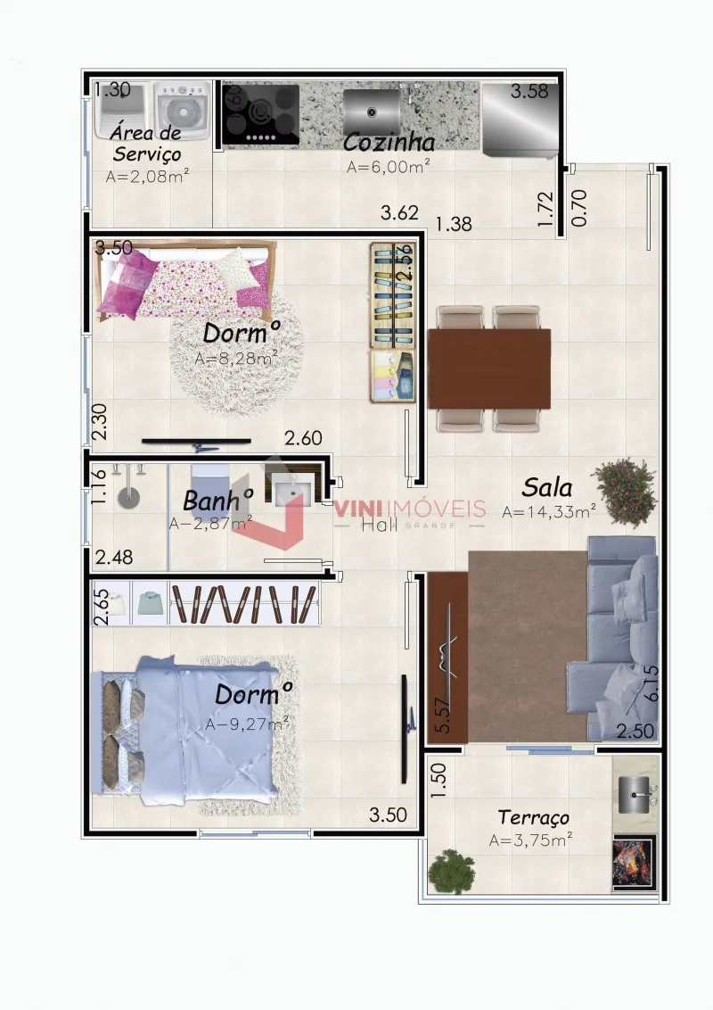 Apartamento 2 dormitórios no Caiçara - Praia Grande — foto 2