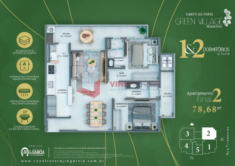 Apartamento 2 dormitórios no Canto do Forte - Praia Grande — foto 2