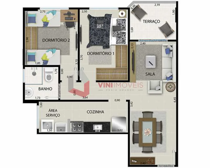 Apartamento 2 dormitórios no Guilhermina - Praia Grande — foto 3