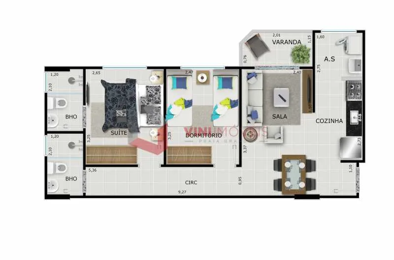 Apartamento 2 dormitórios no Guilhermina - Praia Grande — foto 3