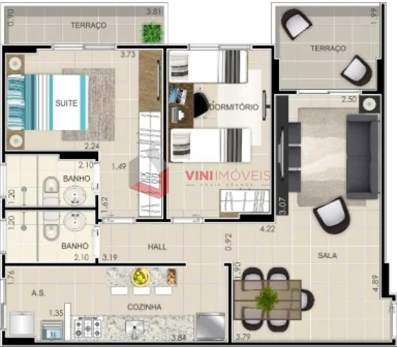 Apartamento 2 dormitórios no Guilhermina - Praia Grande — foto 2