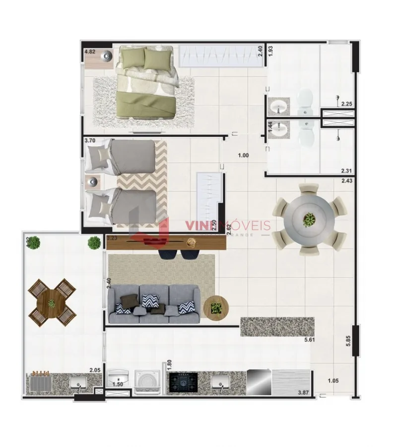 Apartamento 2 dormitórios no Nova Mirim - Praia Grande — foto 2