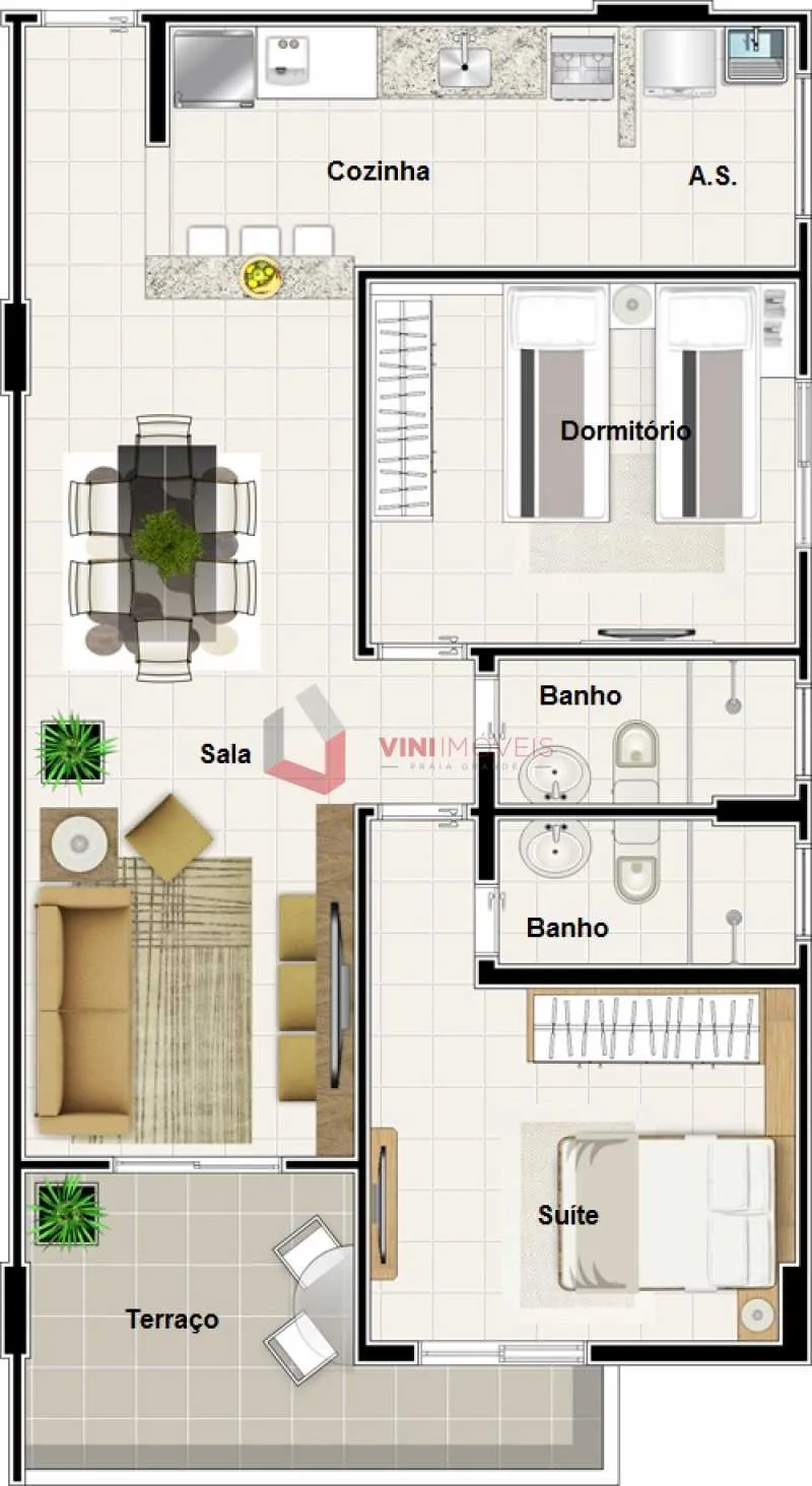 Apartamento 2 dormitórios no Tupi - Praia Grande — foto 2