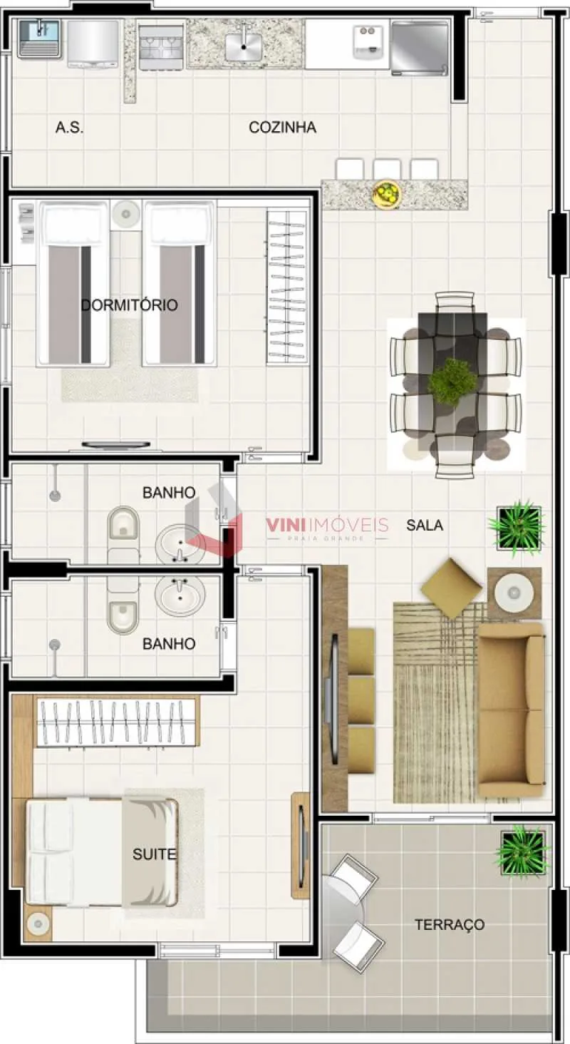 Apartamento 2 dormitórios no Tupi - Praia Grande — foto 3