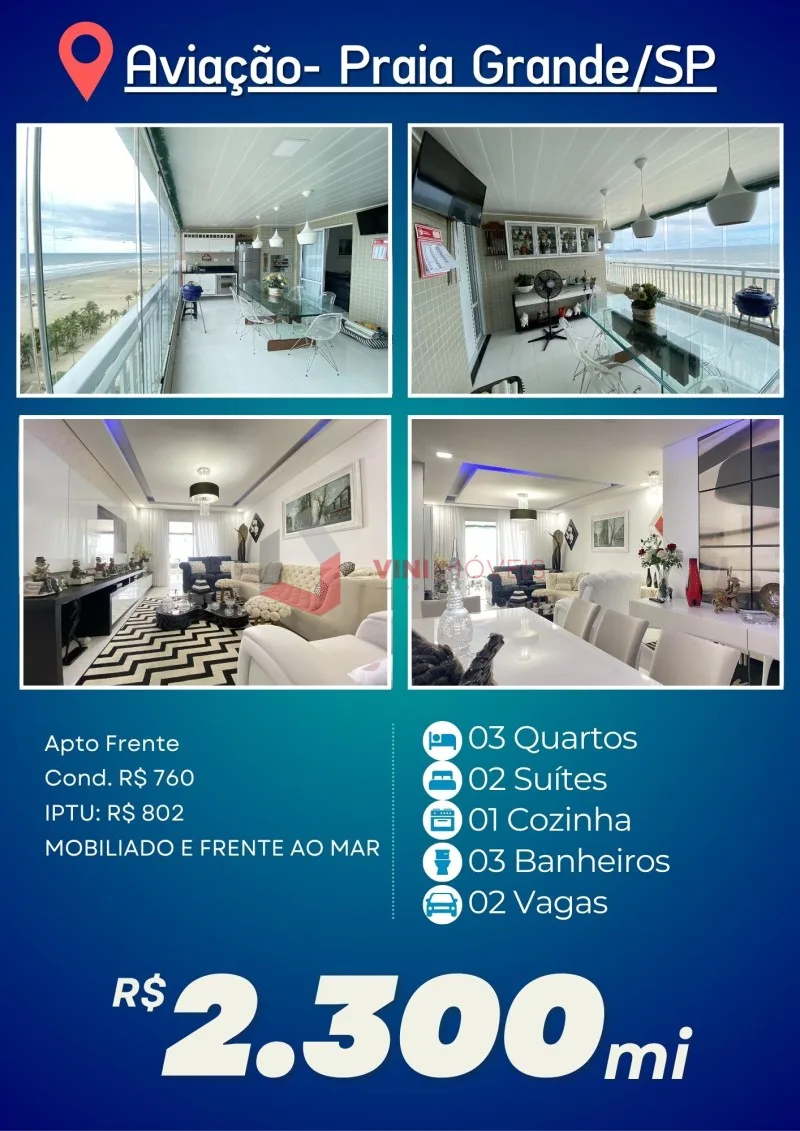 Apartamento 3 dormitórios no Aviação - Praia Grande — foto 2