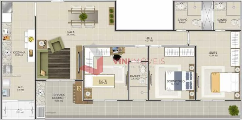 Apartamento 3 dormitórios no Boqueirão - Praia Grande — foto 2