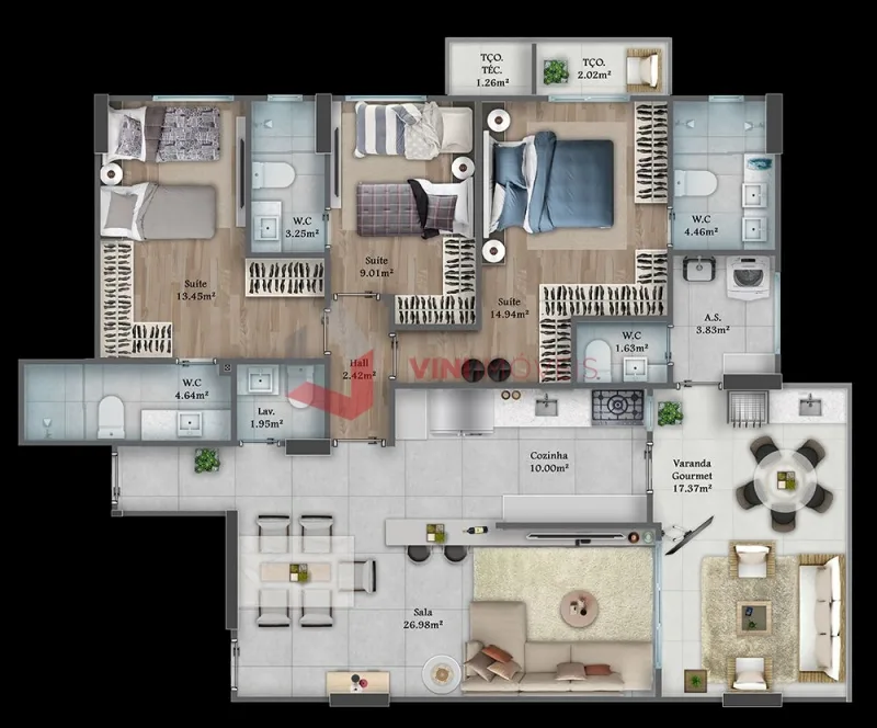 Apartamento 3 dormitórios no Canto do Forte - praia grande — foto 3