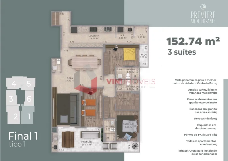 Apartamento na Praia Grande - Canto do Forte Apartamento em Praia Grande - Canto do Forte