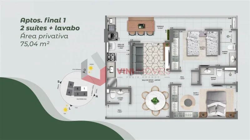 Apartamento em Praia Grande - Campo da Aviação