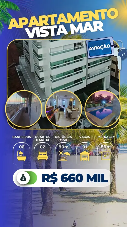 Apartamento Vista Mar Aviação - R$ 660 mil