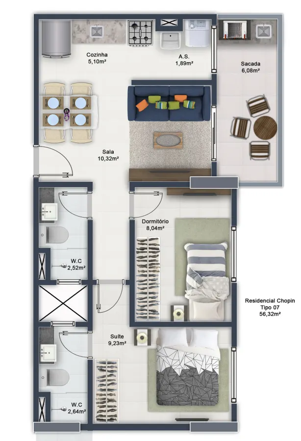 Residencial Choppin — Torre A · unidade 103 e 104 — foto 2