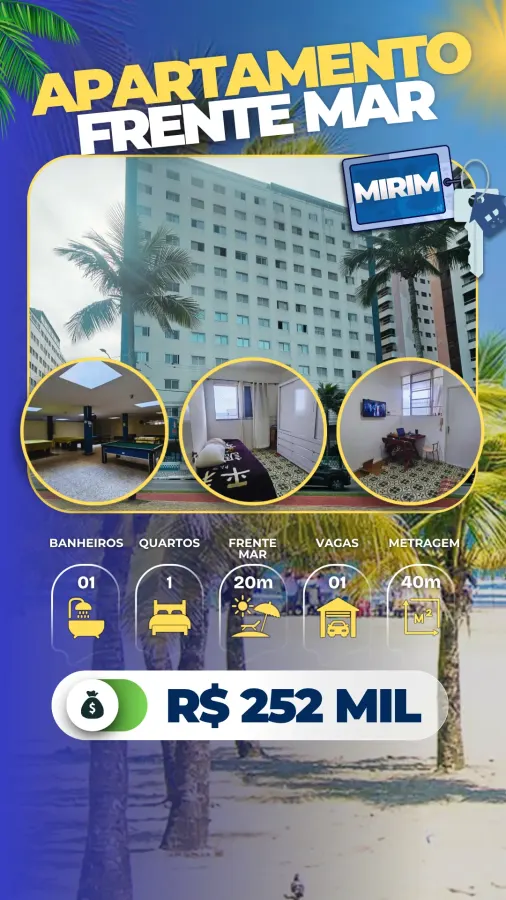Apartamento Frente Mar Mirim - R$ 252 mil