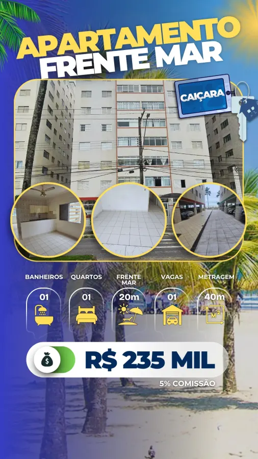Apartamento Frente Mar Caiçara - R$ 235 mil