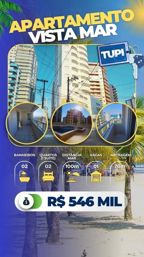 Apartamento Vista Mar Tupi - R$ 546 mil