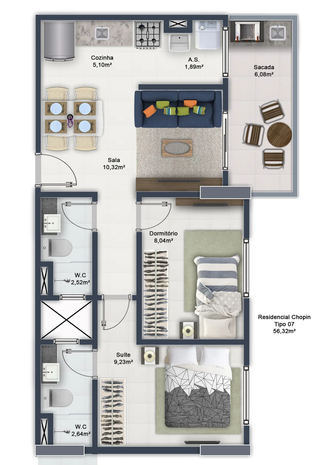 Residencial Choppin — Torre A · unidade 103 e 104 — foto 2